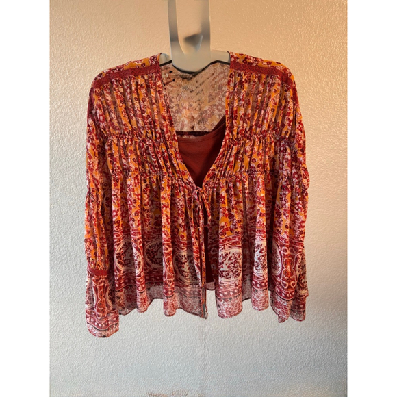 Free People Lorriane Tiered Kimono with Bonus Tank Small Boho Hippie Flowy NWOT - Picture 3 of 11